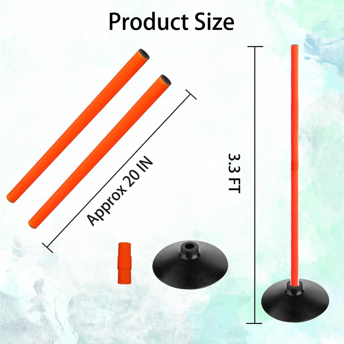 TNZMART 3.3FT Training Agility Poles Detachable Soccer Training Sticks Multi-Purpose Slalom Boundary Poles with Rubber Bases
