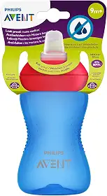 Copo de Transição com Bico de Silicone 9M+ Philips Avent SCF802/01 Azul e Vermelho, Livre de BPA