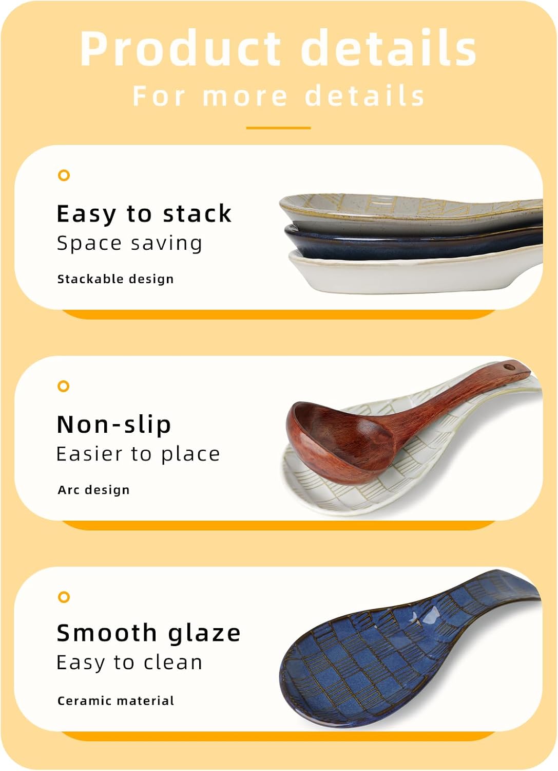 GDCZ 8.5Inch Ceramic Spoon Rest, Spoon Holder for Stove Top (White)