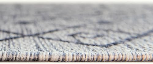 Vista 233 de Unique Loom Alfombra Colección enrejado Marroquí Celosía Transicional Interior y Exterior, Polipropileno Gris carbón/natural