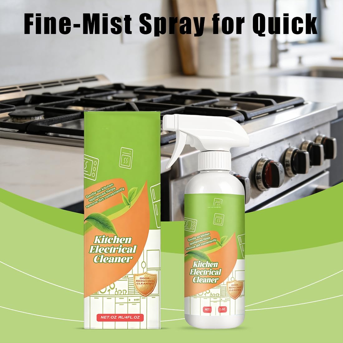 Electrolyzed Ion Kitchen Cleaner Spray, 2026 New Kitchen Appliance Cleaner, Multi Purpose Heavy Oil Stain Cleaners For Hold, Oven, Stove, Range Hood, Remove Stains And Dirt (2PCS)