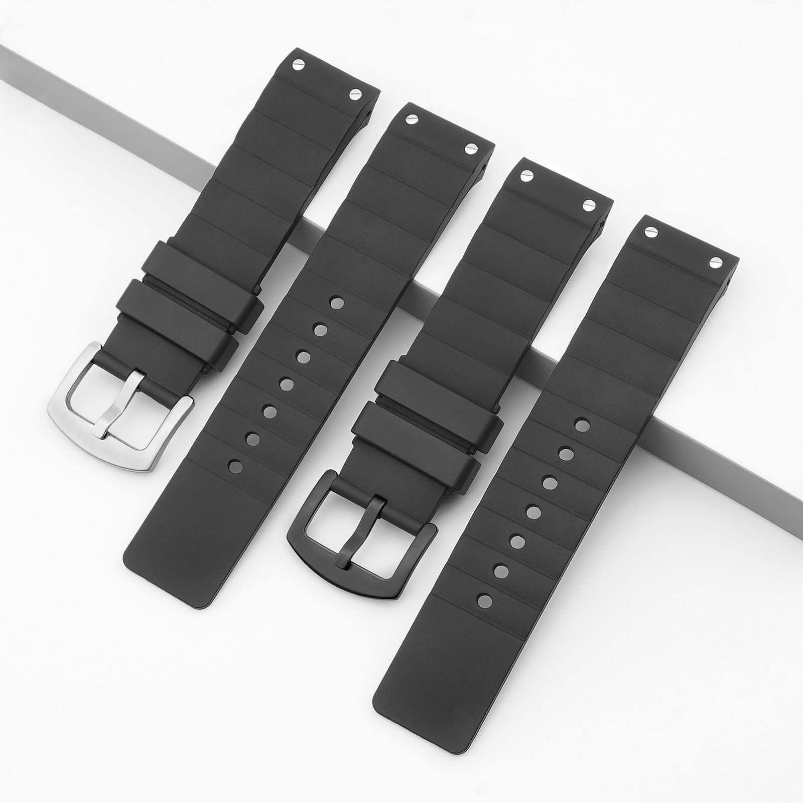 Bracelet de rechange en caoutchouc de silicone souple compatible avec montre Cartier de 23 mm, pour Santos série 100, noir