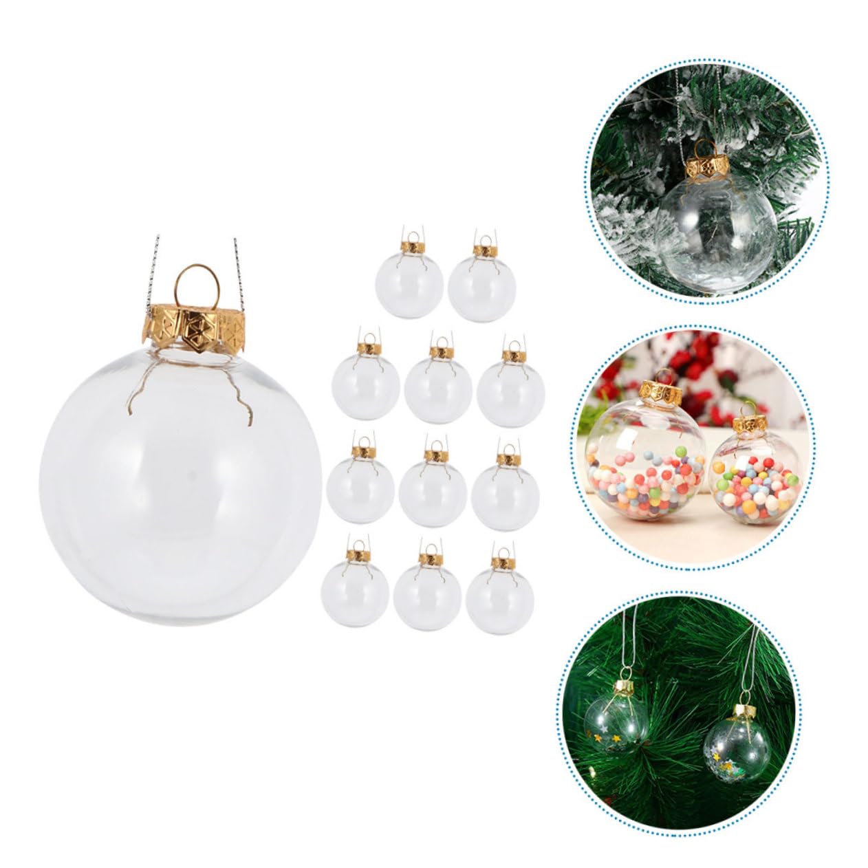 12 Piezas Bolas Colgantes Navideñas Decorativas de Pet Resistentes para Árbol de Navidad Adornos Festivos Reutilizables para Decoración del Hogar y Fiestas