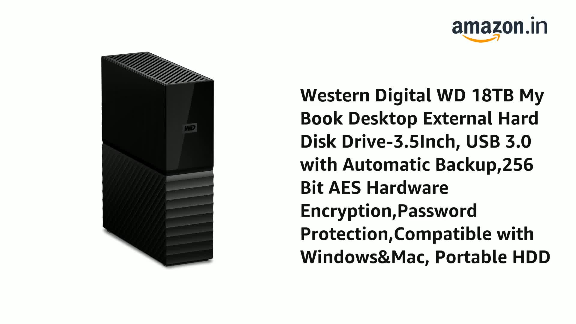 Western Digital WD 18TB My Book Desktop External Hard Disk Drive