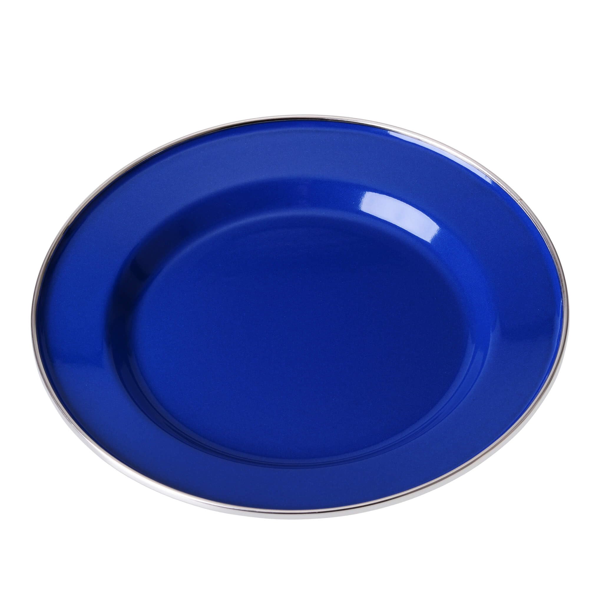 GRÄWE Campingteller, klein, Ø 20 cm, Blau, Emaille, Frühstücksteller, Outdoor-Teller, Reiseteller, Picknick-Teller