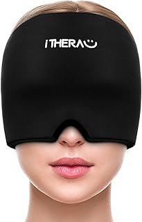 iTHERAU Migraine Ice Head Wrap, Headache Relief Hat & Migraine Cap Cold Compress, Migraine Relief Cap for Headache Eyes Mask for Puffy Eyes, Tension, Sinus & Stress Relief Gifts