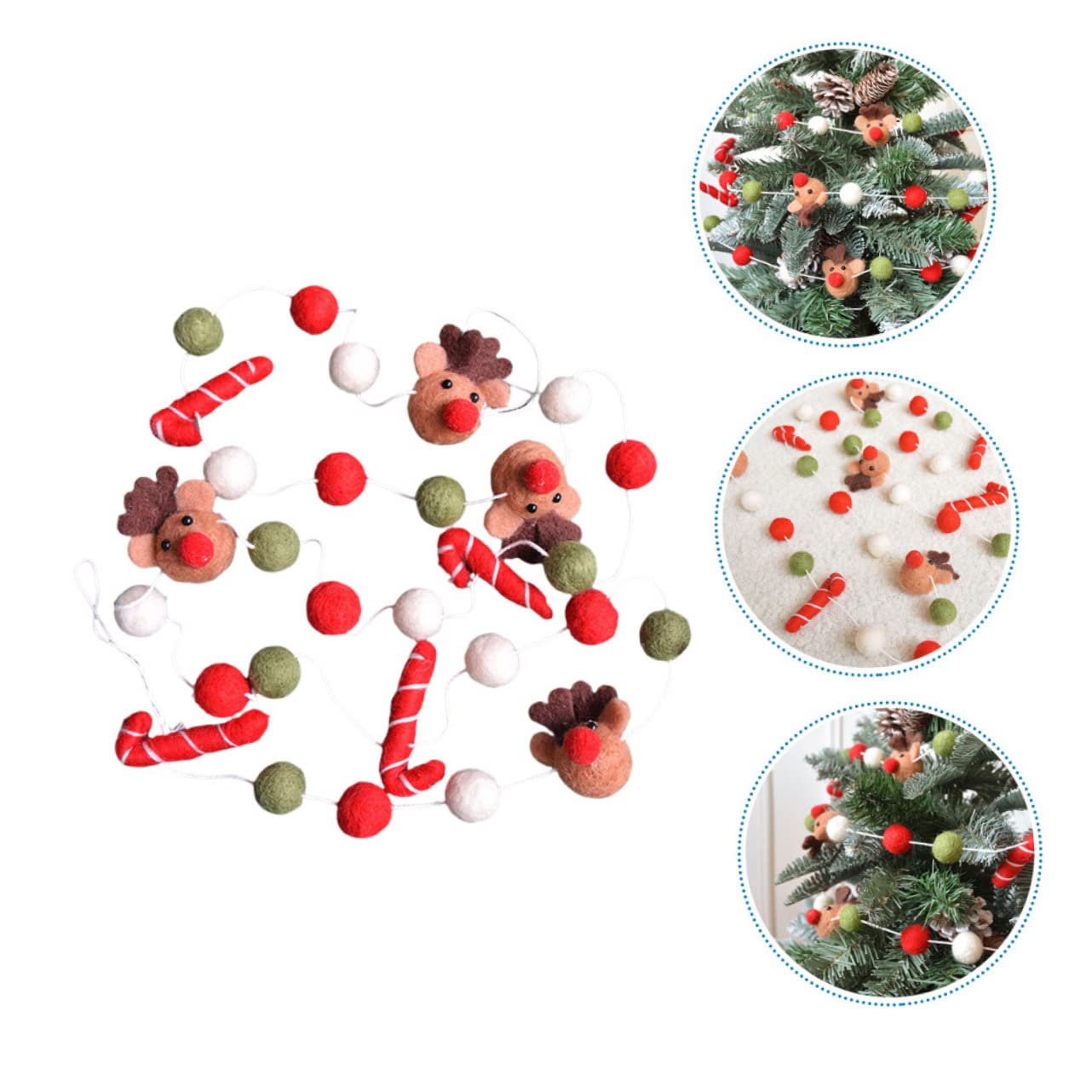 IMIKEYA 5 Saiten Weihnachtskugel-spieße Aus Filz Weihnachtsbaum-anhänger Weihnachtsschmuck Weihnachtsbaumschmuck Hängende Verzierung Kamin-pom-pom-Banner Weihnachtsbommelgirlande Füllstoff