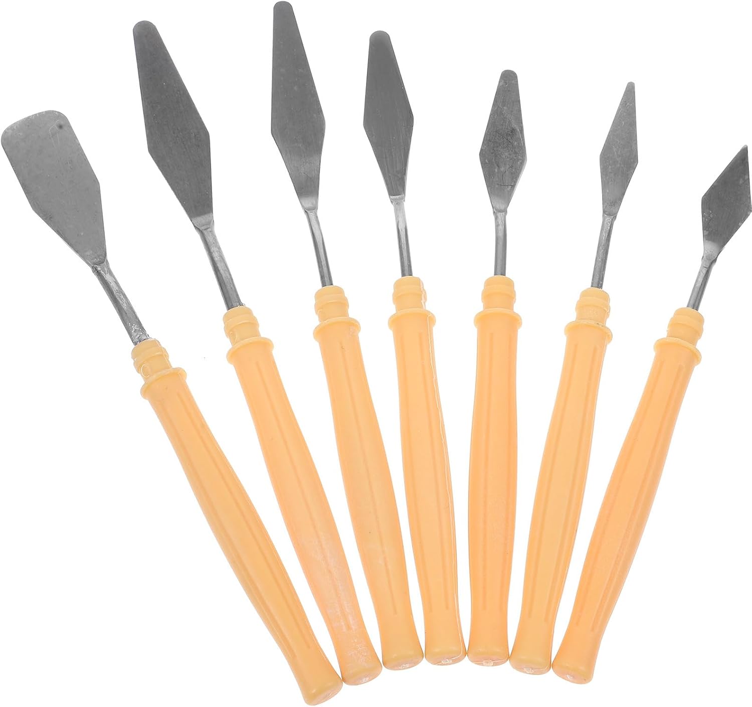 7pcs Plastic Handle Painting Scrapers and Palette Knives Set for Artists, Pigment Mixing and Paint Scraping Tools Suitable for Oil and Acrylic Canvas Painting