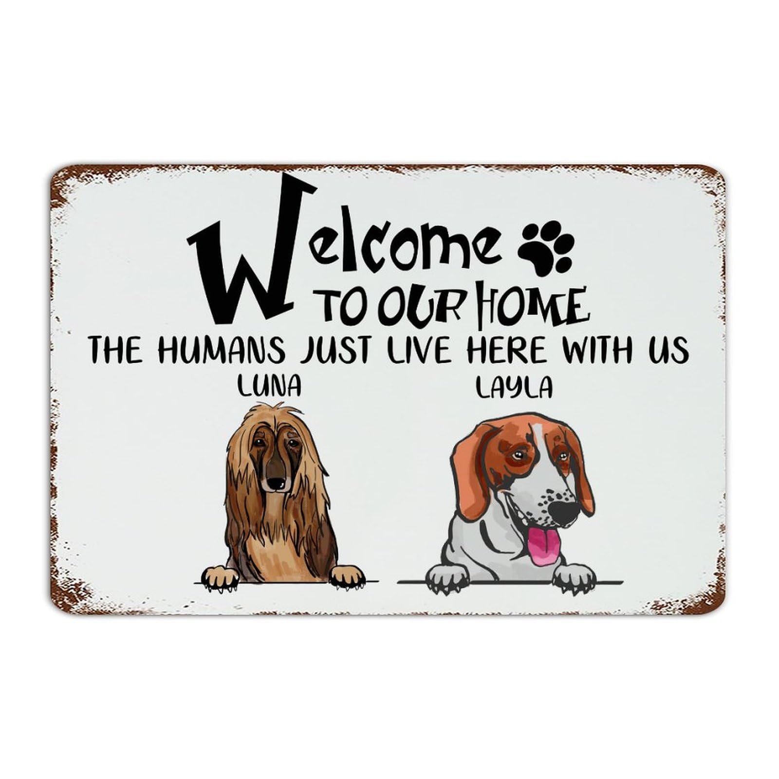 Plaque en métal personnalisée pour un accueil plein d'humour à la maison