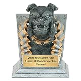 Bulldog Trophy - Custom Engraved Mascot Award - Silver Gold Finish - Personalized School Spirit or Competition Award - Customize Now (4 Inch)