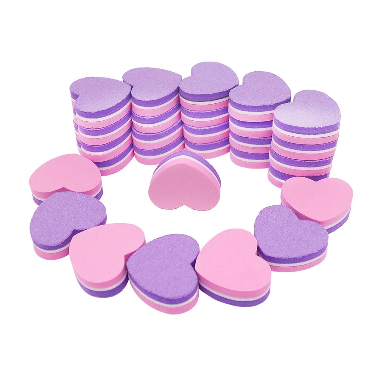 50 limas de uñas doble cara con forma corazón, bloque amortiguador esponja grano 100 180, suministros for manicura profesional