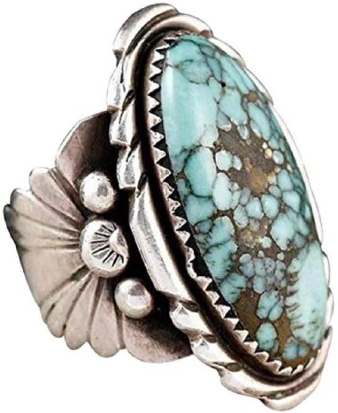 Weishu Vintage Turquoise Ring Ladies 