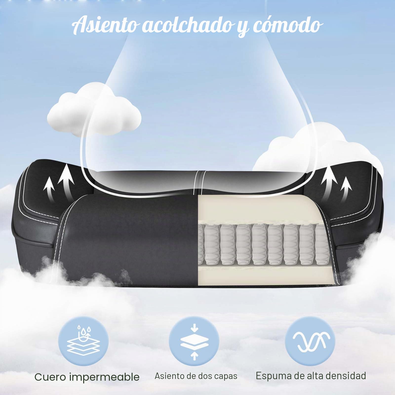 AnyGod Silla de Oficina Ergonómica, Sillón Ejecutivo de Piel Sintética con Reposabrazos Abatibles, Silla Giratoria de Escritorio Ajustable en Altura, Capacidad 136 kg, para Teletrabajo y Oficina