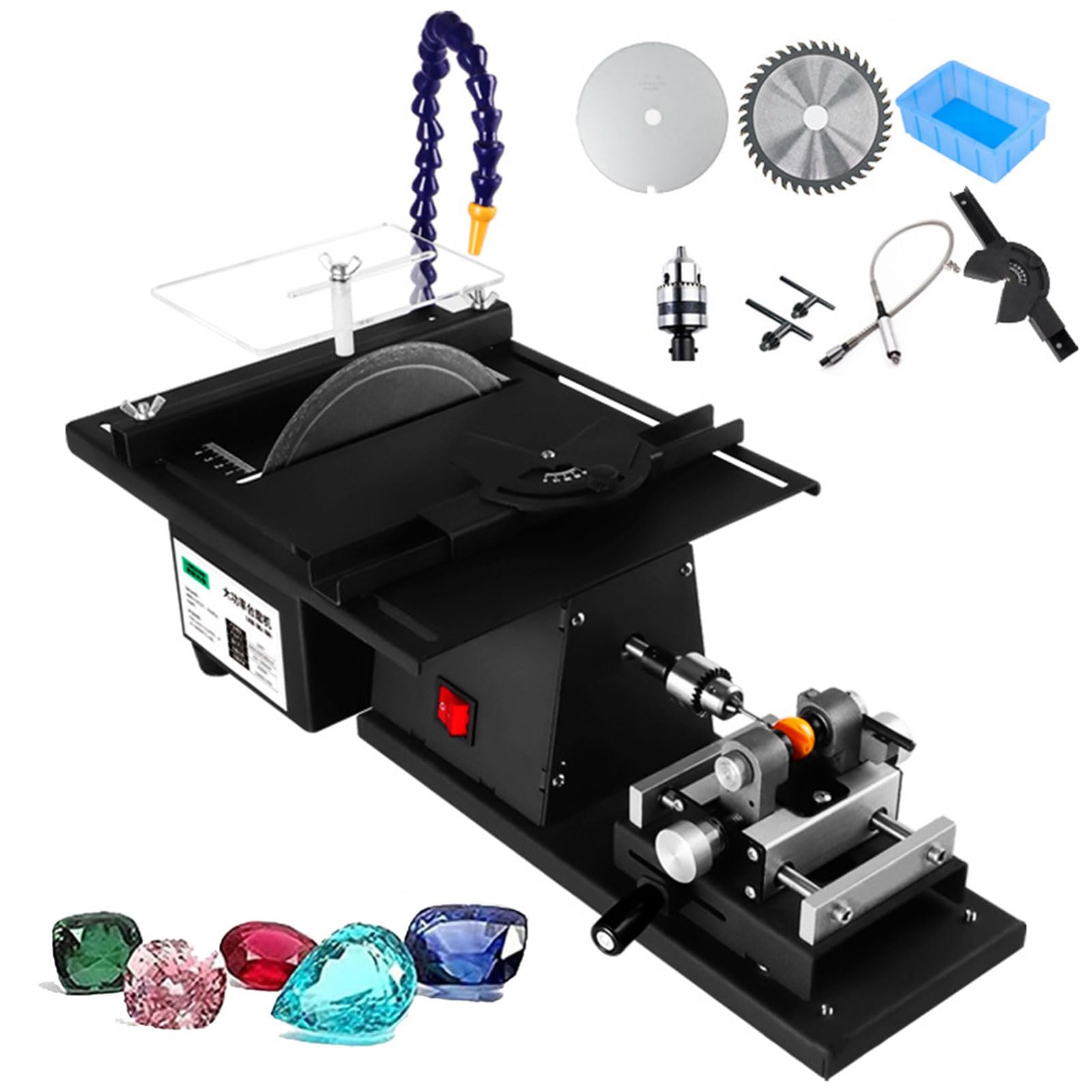 Pulidora profesional de joyería y máquina facetadora de gemas, torno de banco de alta velocidad de 15000 RPM con eje flexible y tubo de agua para moler, pulir y perforar eficientemente