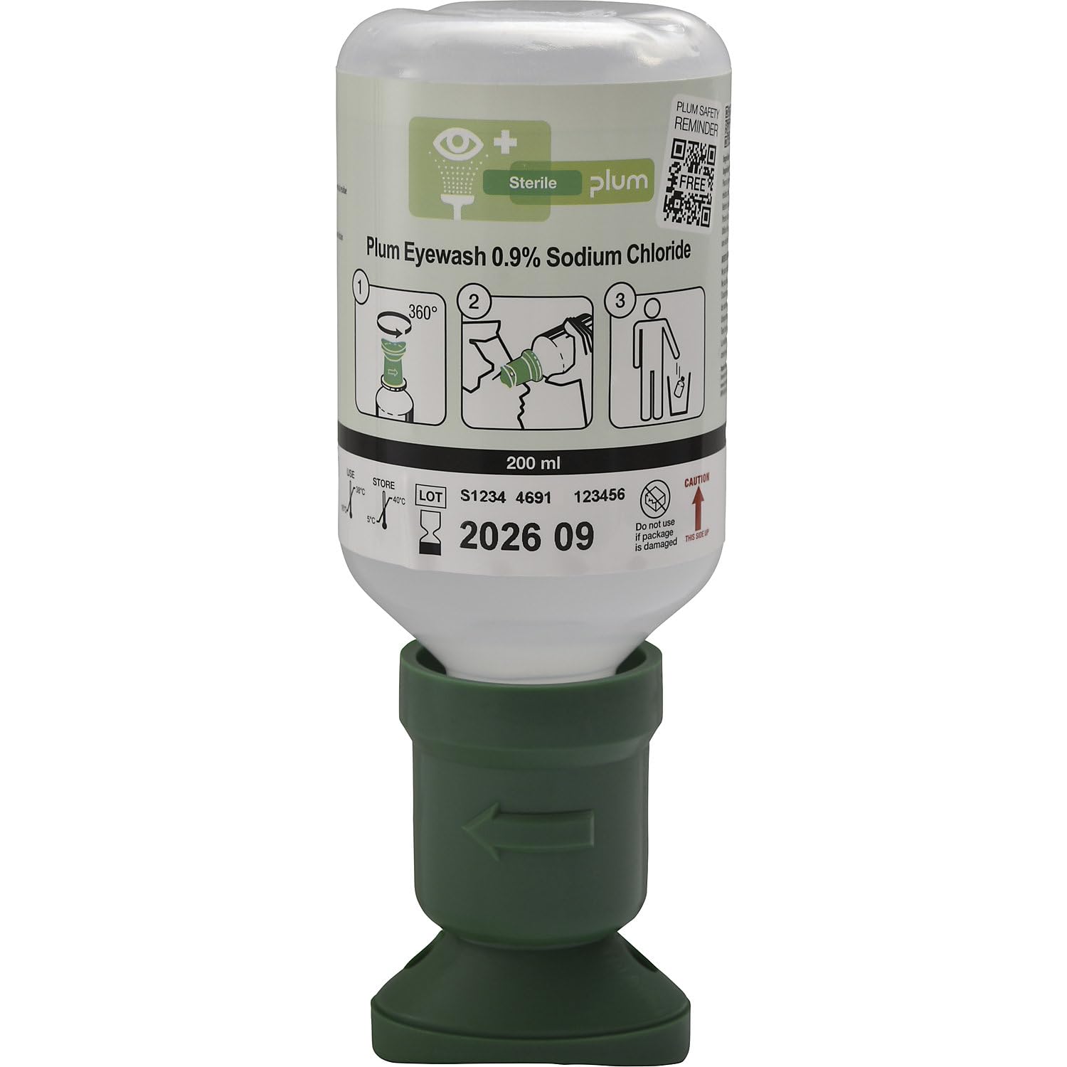 FRANKEL kaiserkraft | Flacon de rinçage oculaire 0,9% NaCl | Lot de 3 flacons de 200 millilitres | avec Cuvette oculaire