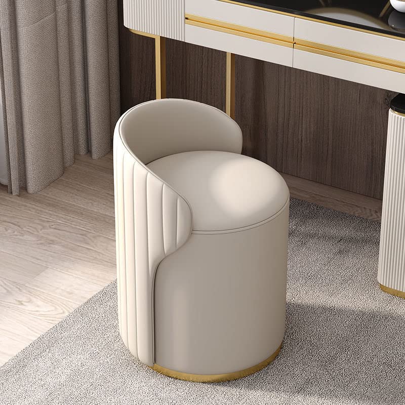 Moderna silla de tocador de piel sintética, marco de madera maciza, esponja de alta resistencia, respaldo ergonómico, asiento de tocador para maquillaje