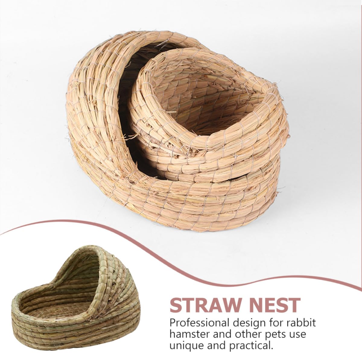 GLEAVI Maison pour Hamster en Paille Tressée, Cachette Portable, Vert