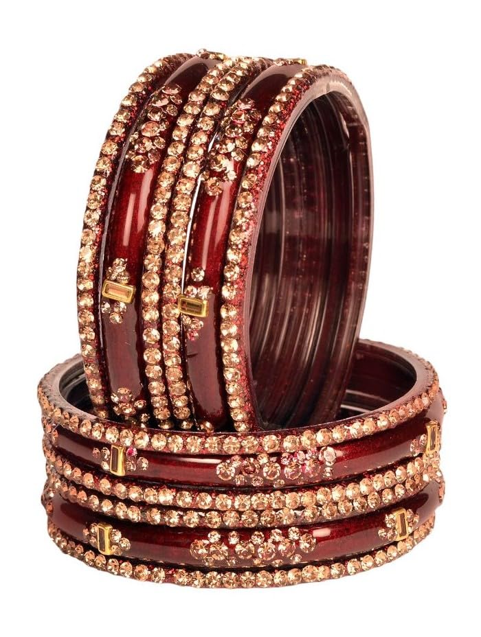 Image of Swara Creations Green Mehrun Red Glass Bangles Set for Women | Zirconwork Bangles | Glass bangles for festivals & occasions, Traditional glass bangles (SKU276)