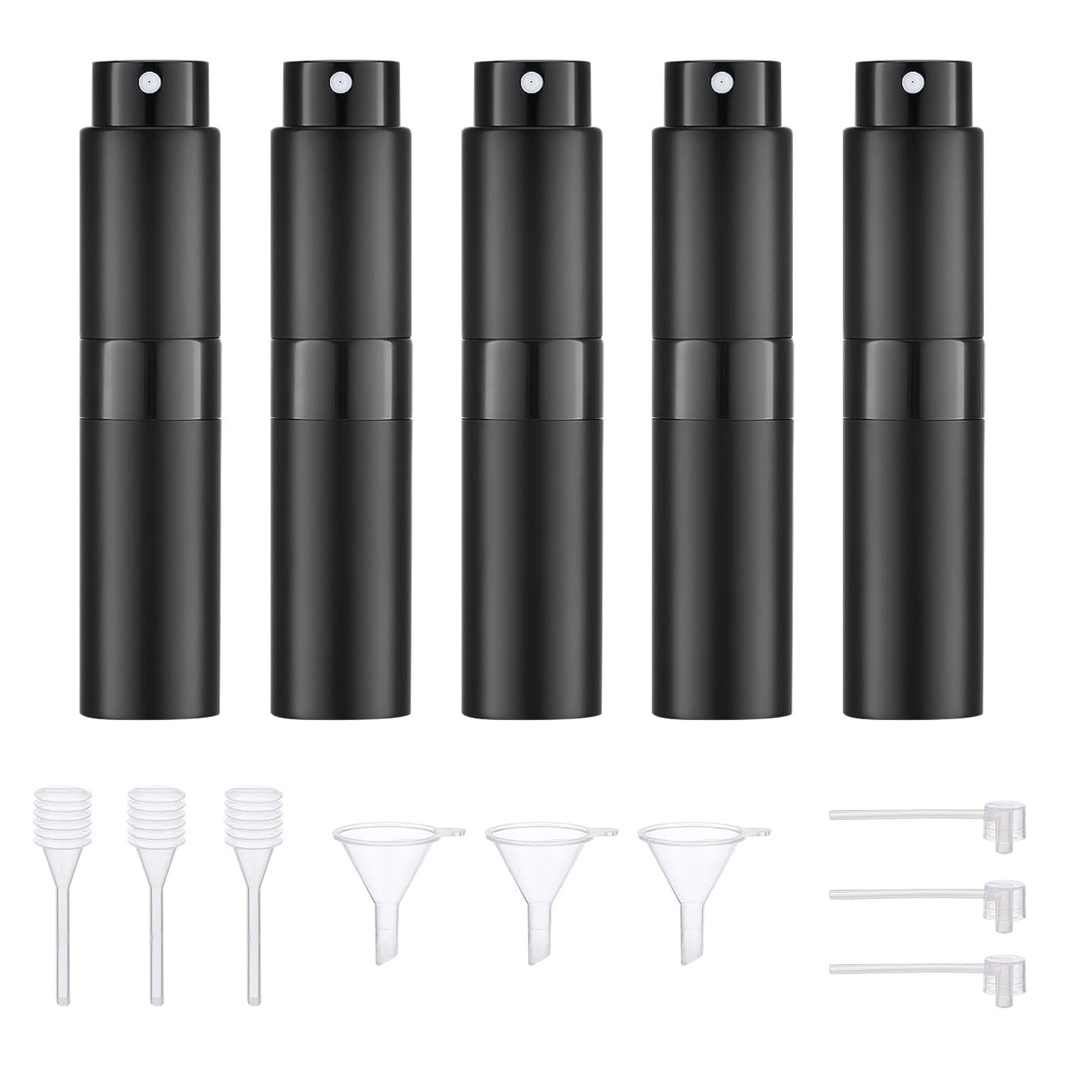 pantio Mini Perfume Atomizer, 5PCS Portable Travel and Go Perfumer, 8ML Spray Bottle, Refillable Aluminium Perfume Bottle for Women and Men, Black-picture-38