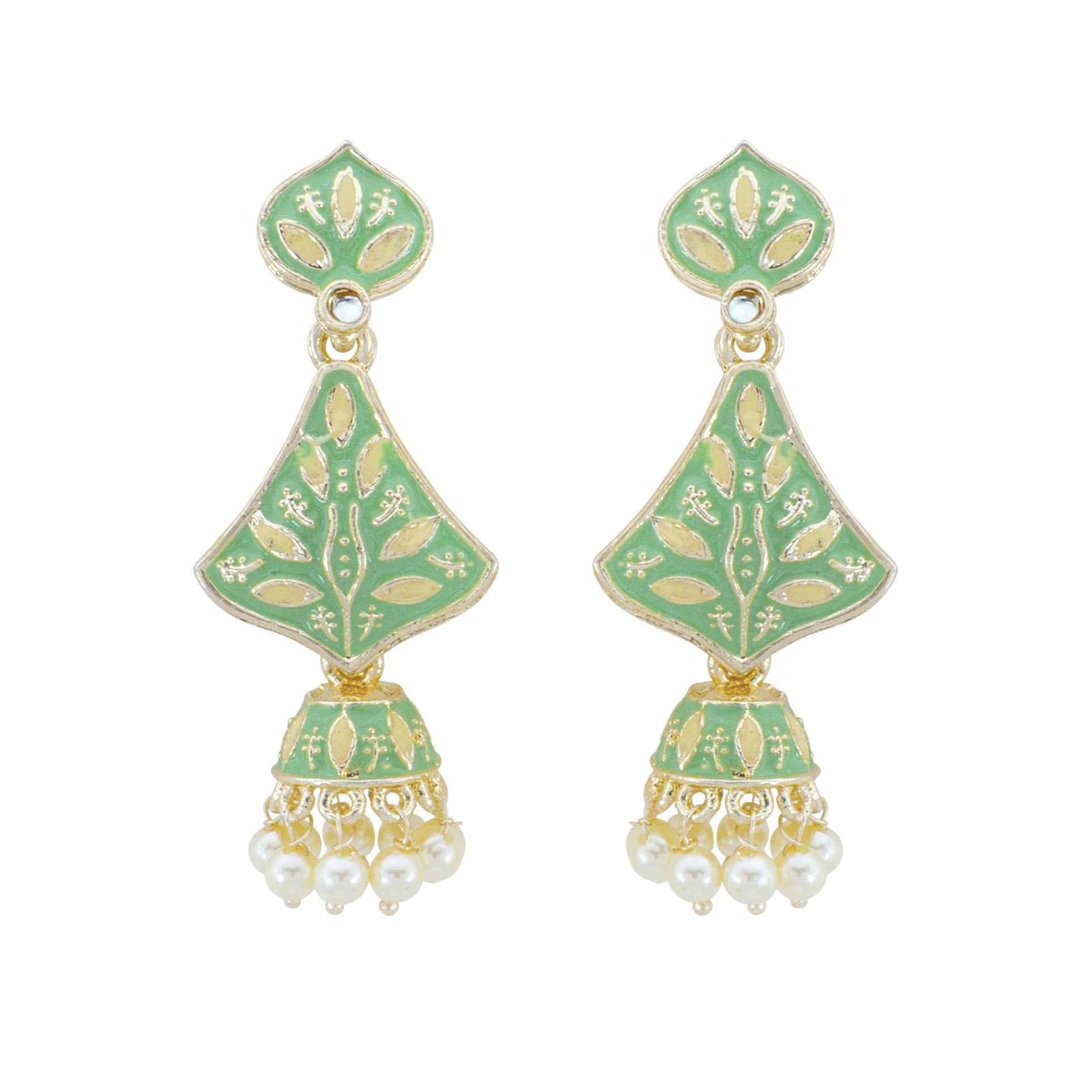Yellow Chimes Earrings for Women and Girls Meenakari Jhumka | Silver Tone Green Meenakari Jhumki Earrings | Birthday Gift for girls and women Anniversary Gift for Wife (B0C1RYV79B) Amazon Price History, Amazon Price Tracker