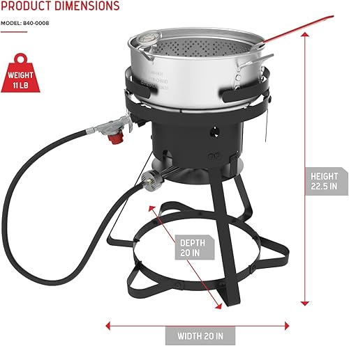 Miniatura 8 de Nexgrill Freidora de propano con olla de caldera de cangrejo de río de aluminio de 10 cuartos y cesta coladora para pavo, mariscos y más, quemador