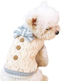 AmzBarley 犬 服 秋 冬 セーター 防寒 暖かい 犬服 可愛い 蝶結び 犬の服 柔らかい 伸縮性 着脱簡単 中小型犬 室内用 お出かけ | 散歩、お出かけ、プレゼント、脱毛保護、写真撮影など、色々場合で使いやすいです。