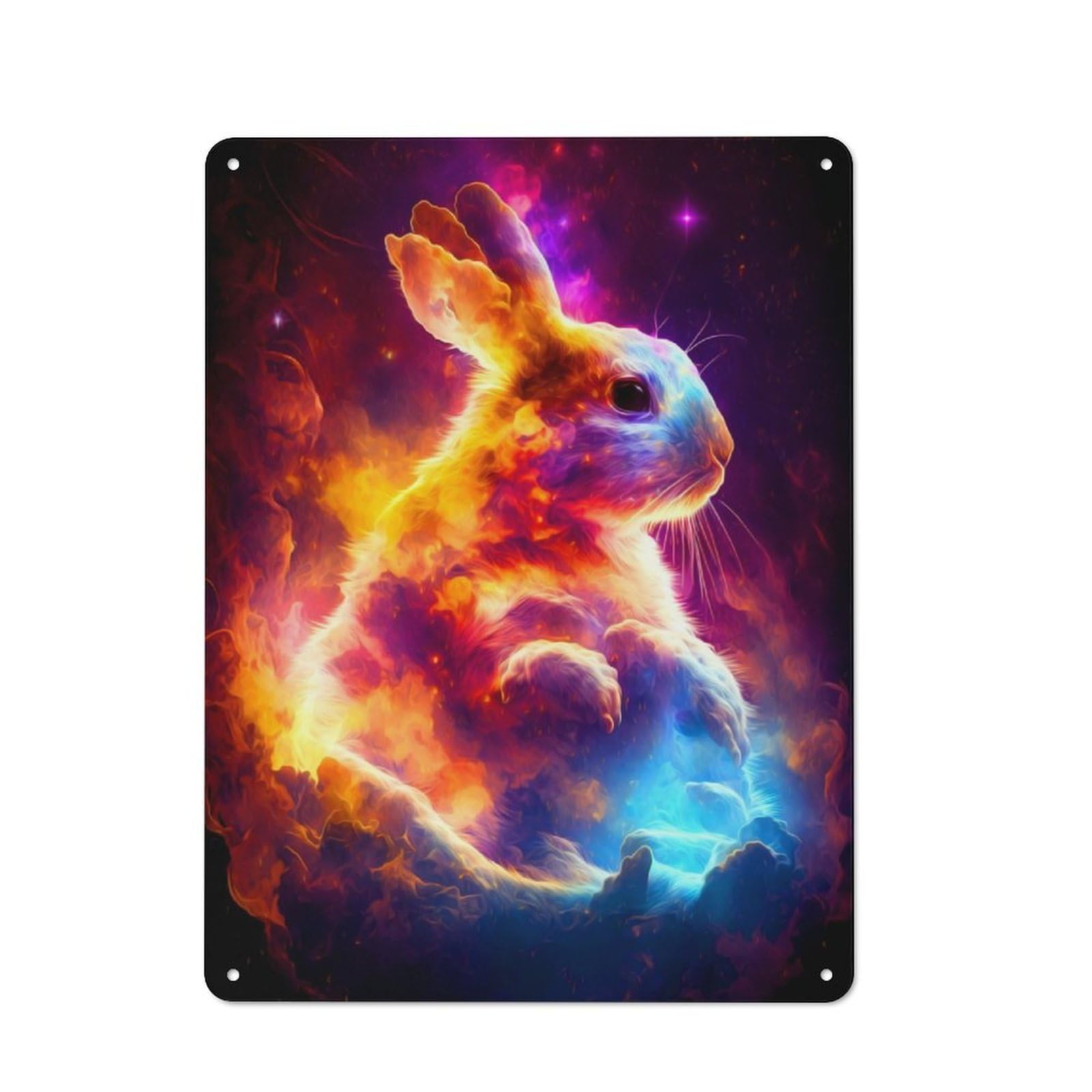 Junmoney Bunny Tin Wall Plaque 40X30cm With For Hobby Room Or Studio, For Updating Hobby Room And Studio After Moving