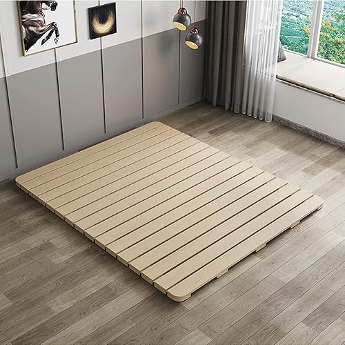 Floor Bed Frame King Size, Breathable Moisture-Proof Bed Plate, Wood Roll-Type Slatted Bed Japanese Futon Mattress, Floor Sleep Bedding (King)