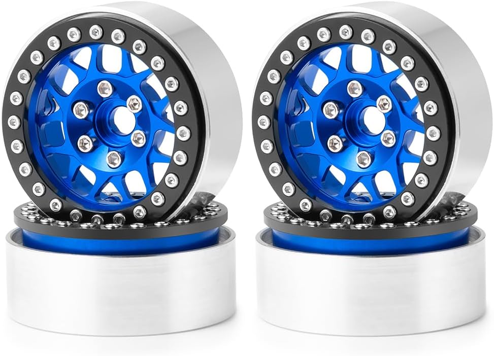 RCLIONS 1.9inch Beadlock Wheels RC Aluminum Rims for 1/10th RC Crawler Car SCX10,SCX10-II,TRX4,D90,Redcat Gen8 Gen7