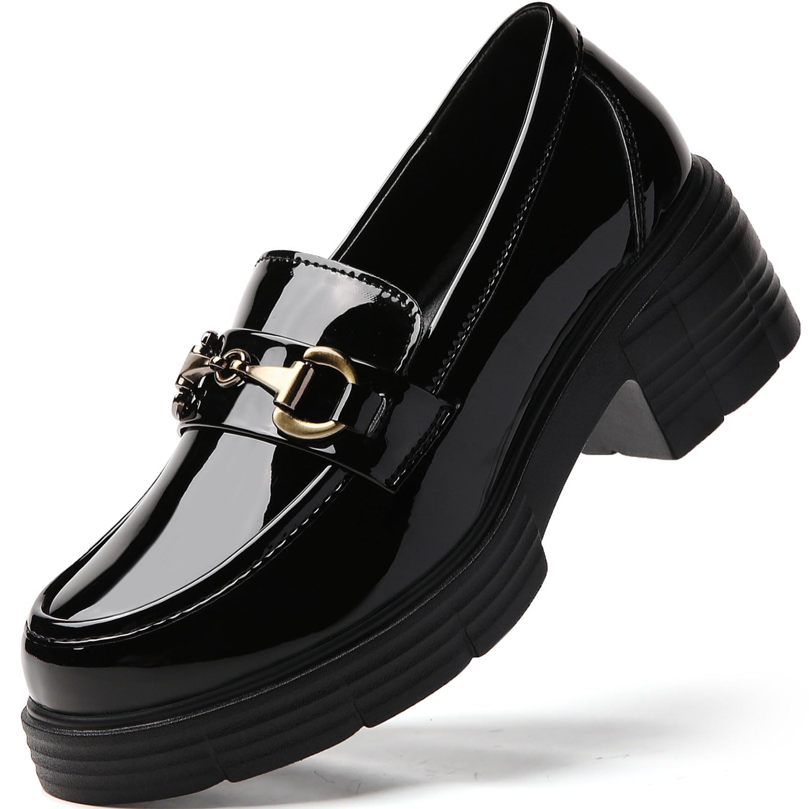 Loafers for Women Women's Penny Platform Chunky Loafers Slip-Ons with Gold Buckle Comfortable Business Casual Dress Office Work Shoes for Ladies-image-39