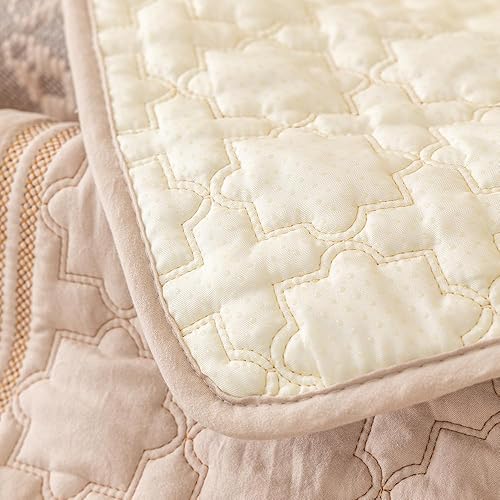 Miniatura 7 de ABANO Funda acolchada de algodón para sofá, sabor étnico, lavable, antideslizante, gránulos en la parte posterior, funda de sofá súper suave, funda