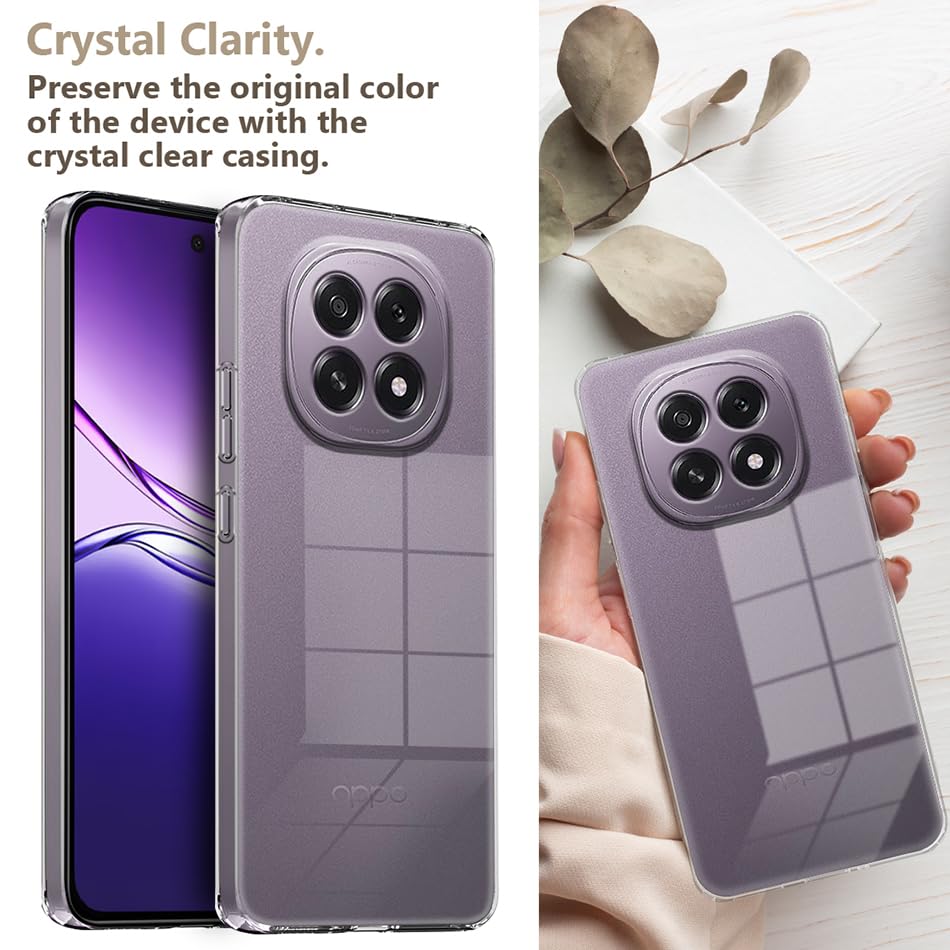 Image of Fashionury Crystal Clear Case for Oppo F29 5G | Yellowing Resistance | Transparent TPU Silicone | Raised Camera Lips | Slim Transparent Cover