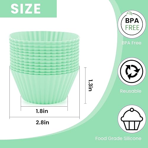 Miniatura 2 de Revestimientos de silicona para cupcakes, paquete de 12 forros de silicona para magdalenas, tazas de silicona para hornear, forros reutilizables