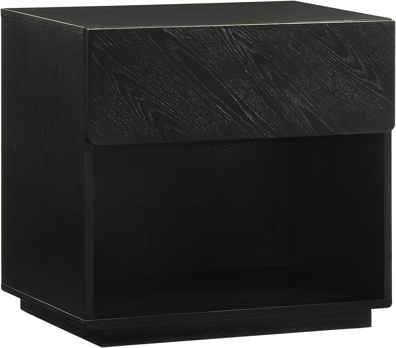 Armen Living Petra Modern 1 Drawer Wood Nightstand with Shelf, Black