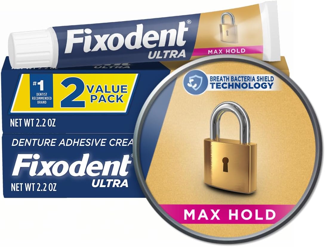 Ultra Max Hold Denture Adhesive, 2.2 Ounce, Pack of 2