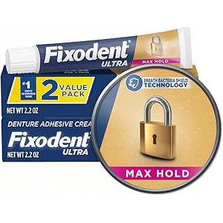 Fixodent Ultra Max Hold Denture Adhesive, 2.2 Ounce (Pack of 2)