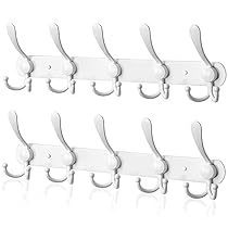 LYLIN Appendiabiti da Parete, Ganci Appendiabiti Attaccapanni da Muro in Acciaio Inox, Cappotto Asciugamano Gancio per Giacche, Cappotti, Cappelli, Sciarpe (Bianco, 15 Ganci,2Pcs)