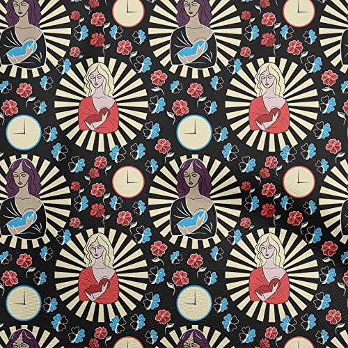oneOone Cotton Jersey Black Fabric Christmas Jesus Birth Sewing Material Print Fabric By The Yard 58 Inch Wide