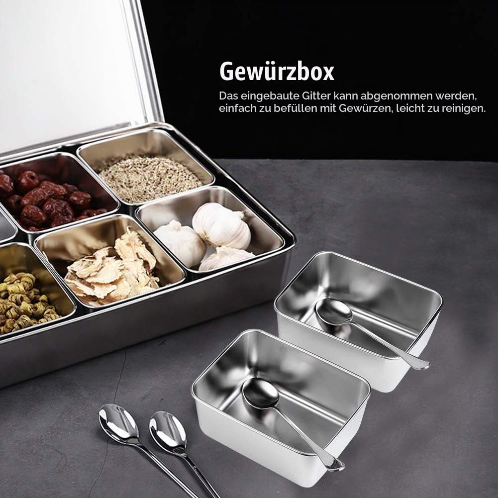 Fdit 8 Raster Aluminium-Legierung Gewürzbox, Gewürzbehälter Gewürzglas Küchenutensilien für Gewürze, Snacks, Mehl, Trockenwaren, Obst