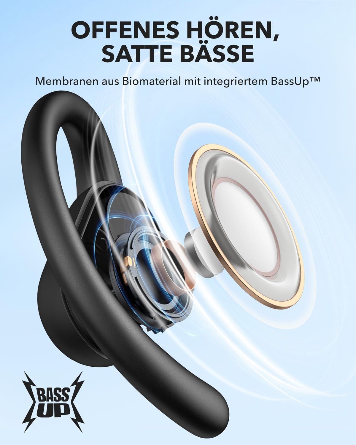 soundcore by Anker V30i Open Ear Kopfhörer, leichte und komfortable Wireless Earbuds, Bequeme und ergonomische Ohrbügel, satter Bass, 36h Spielzeit, Bluetooth 5.3, App-Steuerung, klare Anrufqualität