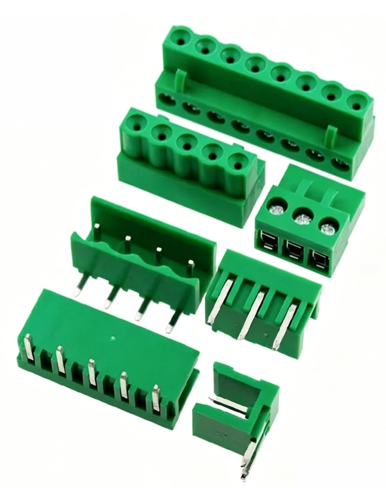 5 Juegos HT5.08,08mm paso 2/3/4/5P 6P 8P bloque de terminales PCB enchufable tornillo conector bornier ángulo recto/recto