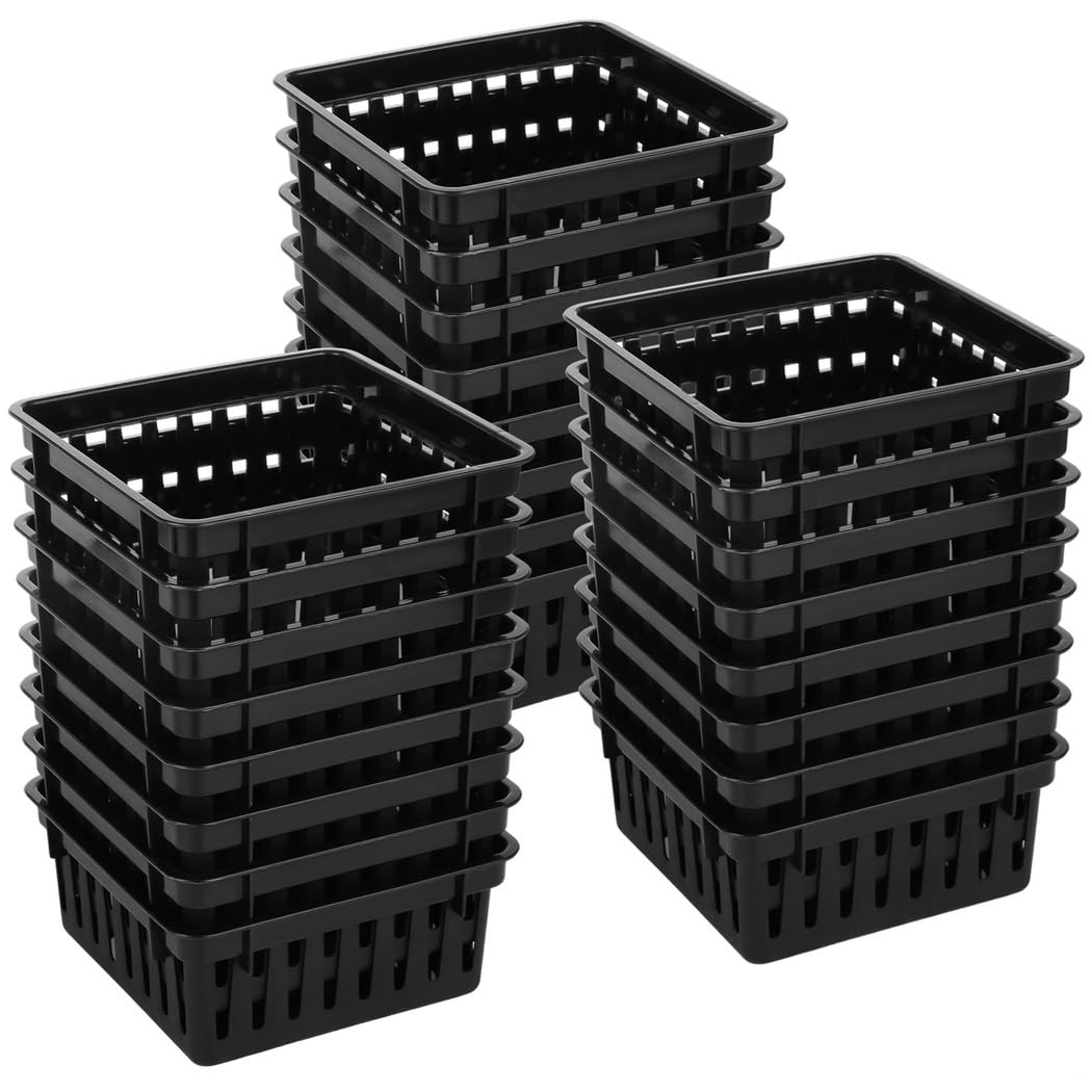 24-częściowe plastikowe kwadratowe kosze do przechowywania, organizery na biurko i artykuły do biura domowego, idealne do małych przechowywania