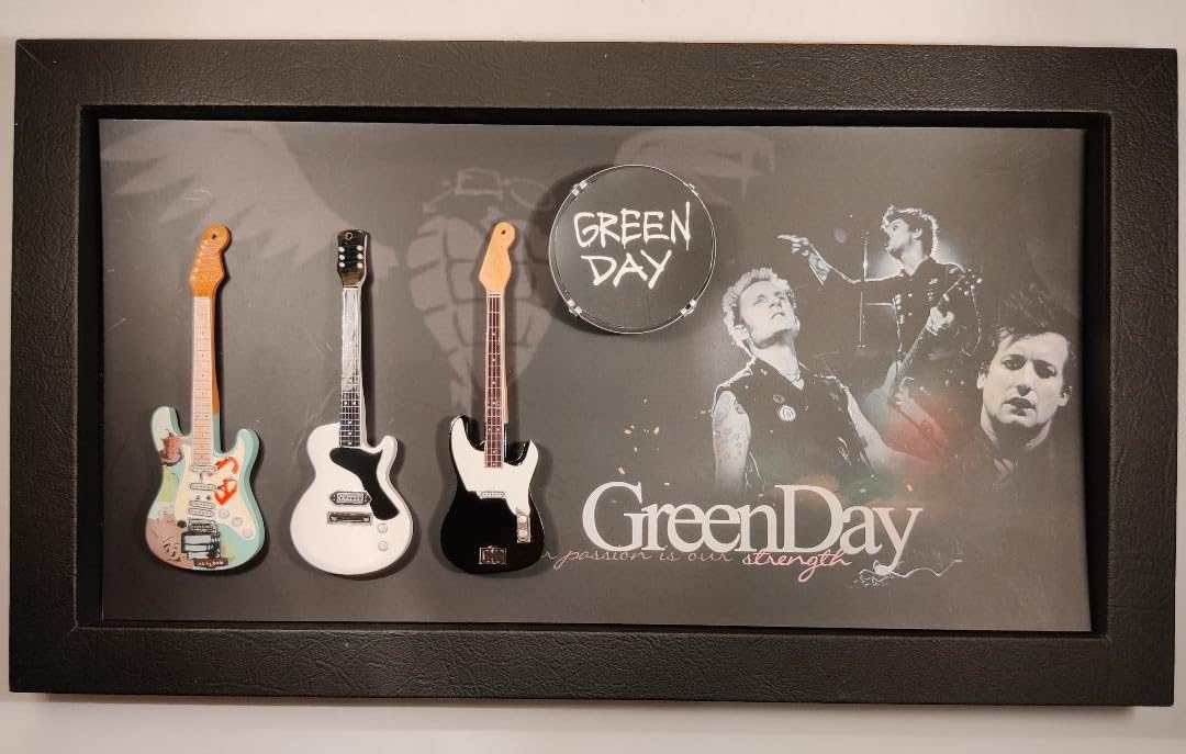 Rock Guitar Miniatures Green Rgm9022 Day Miniature Guitar Collection In Shadowbox Frame