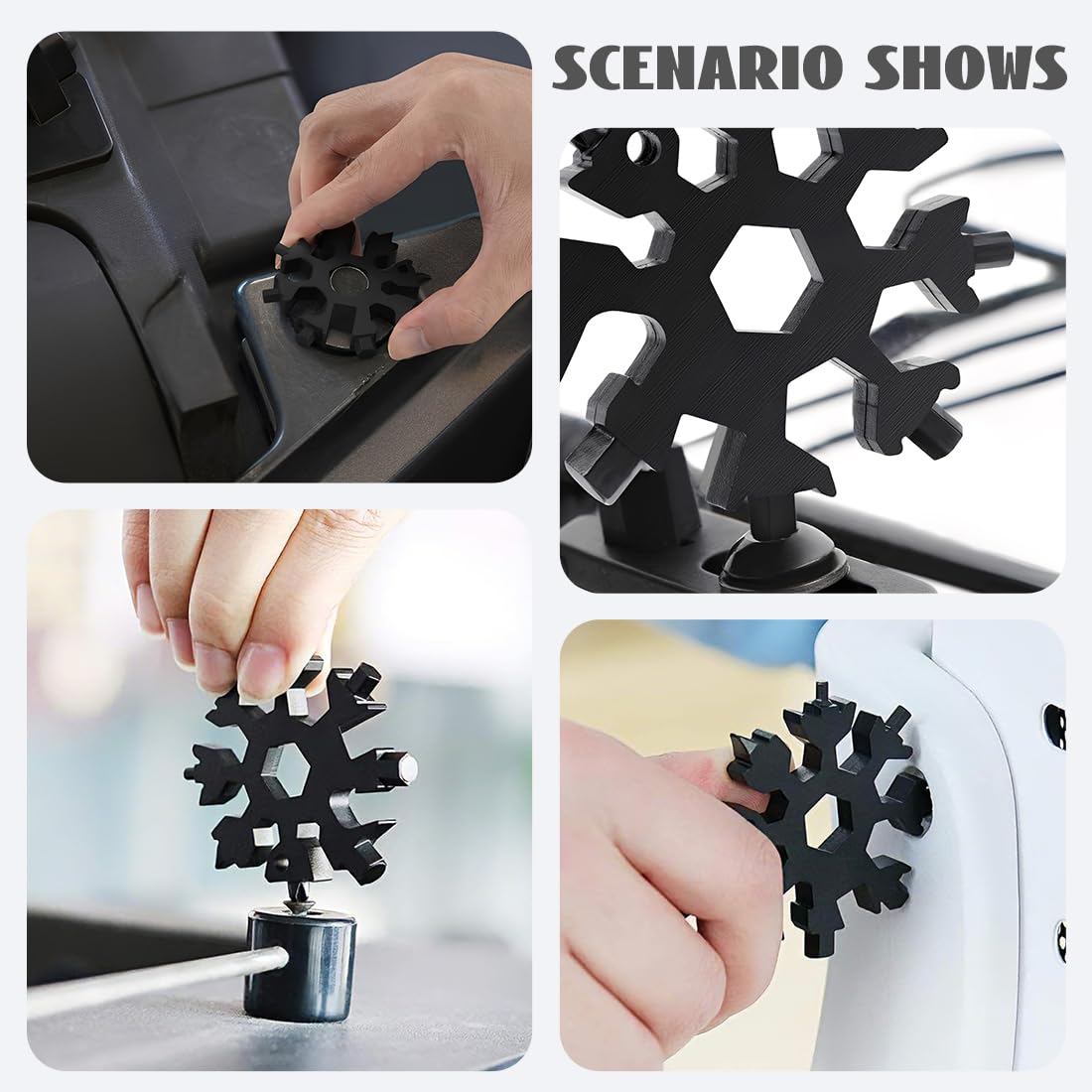 18-In-1 Multi-Tool Snowflake, Multi Attrezzo In Acciaio Portatile, Portachiavi Fiocco Di Neve, Strumento Fiocco Di Neve, Attrezzo Per All'Aperto Campeggio Avventura