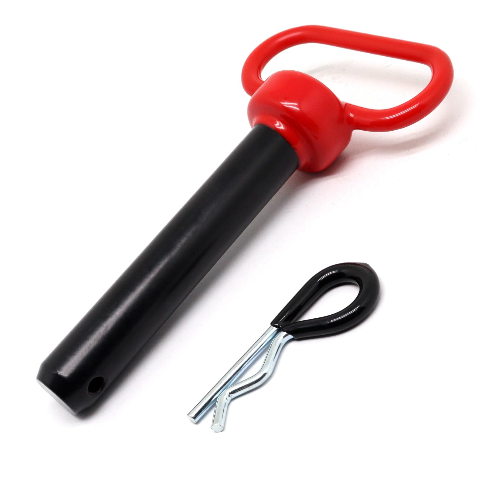 Pasador de enganche de 7/8 x 4-1/2 pulgadas, 2 pasadores de enganche de remolque, pasador y clip de enganche de remolque de tractor, mango rojo, pasador de puerta de remolque, pasadores de