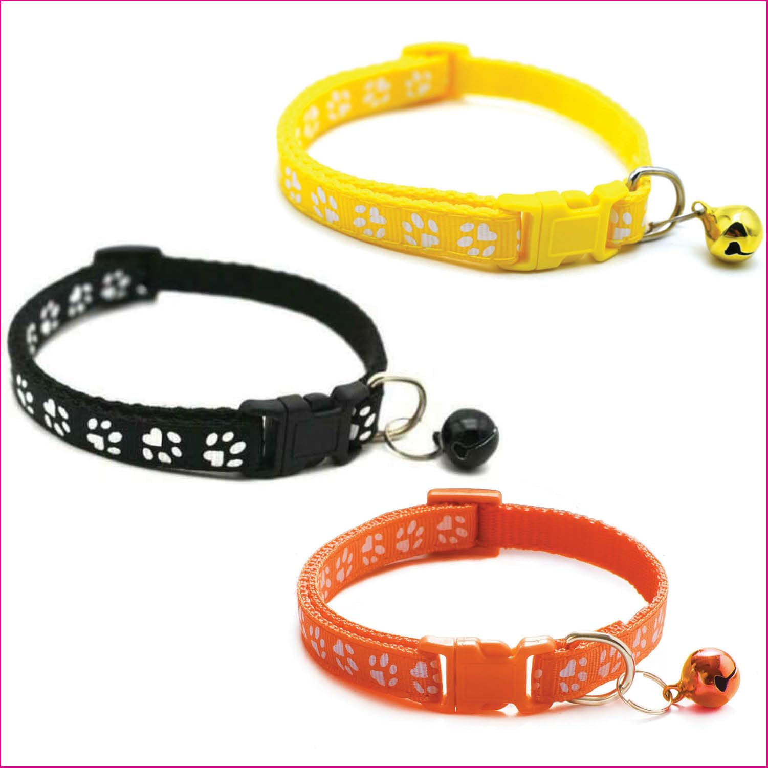 Litvibes Cat Collars Set of 3 with Bell,Kitten & Small Soft Adjustable Collar Safe,Solid Breakaway for Cats & Puppies,Cute Kitty Neckband with Paw Print- (Black,Yellow,Orange) (B0CXVF2XQV) Amazon Price History, Amazon Price Tracker
