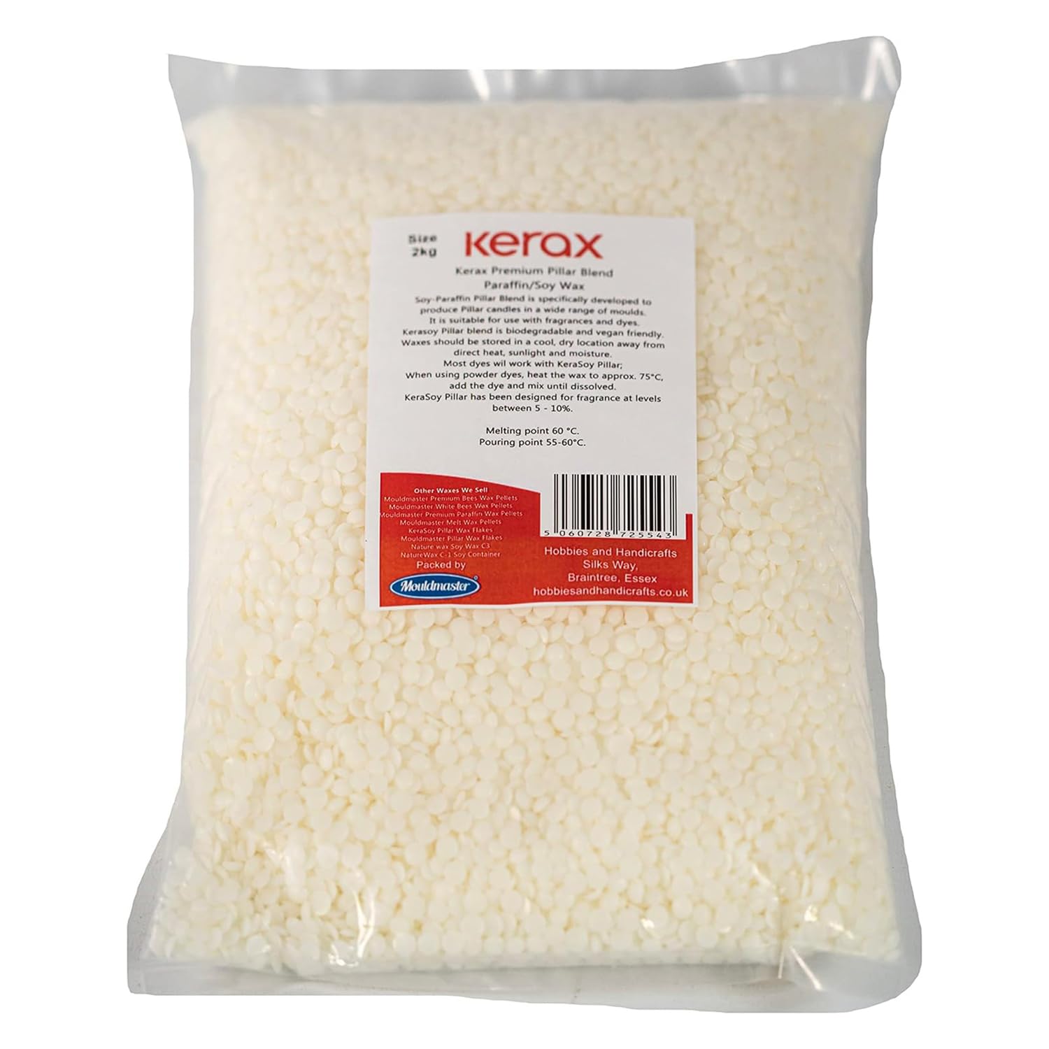 Mouldmaster Off White Kerax Pillar Wax Paraffin And Soy Blend 2Kg Kerax,