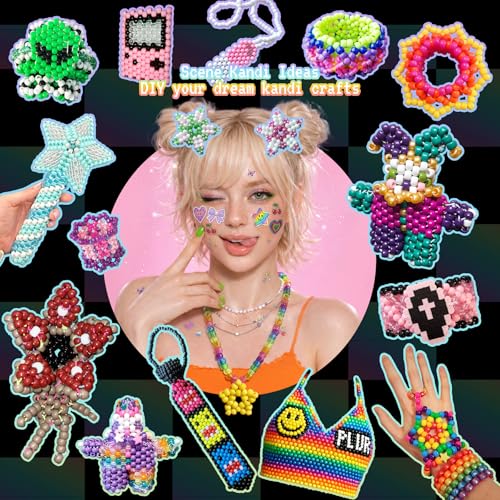 Image of 14000Pcs Pony Beads Kit, 40 Colors Rave Kandi Beads for Bracelet Making Kit with Glow Beads Bulk for Hair Braiding Large Hole DIY Keychain Jewelry Making Craft Kits (Jumbo Kit, 9.2LB)