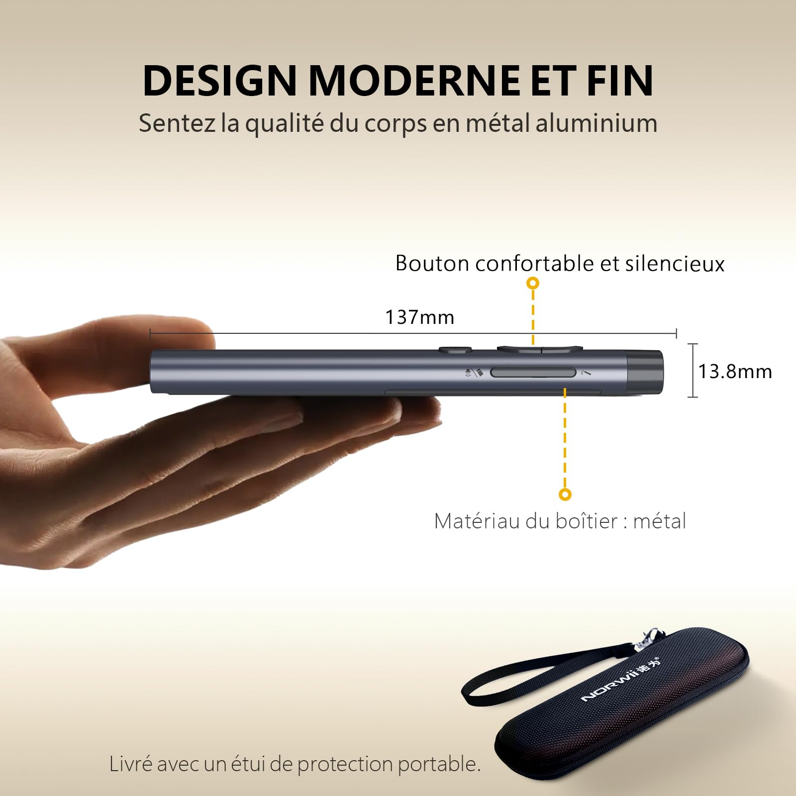 Norwii N97 Clicker de présentation d'écran TV Bluetooth Wireless Presenter Pointeur numérique