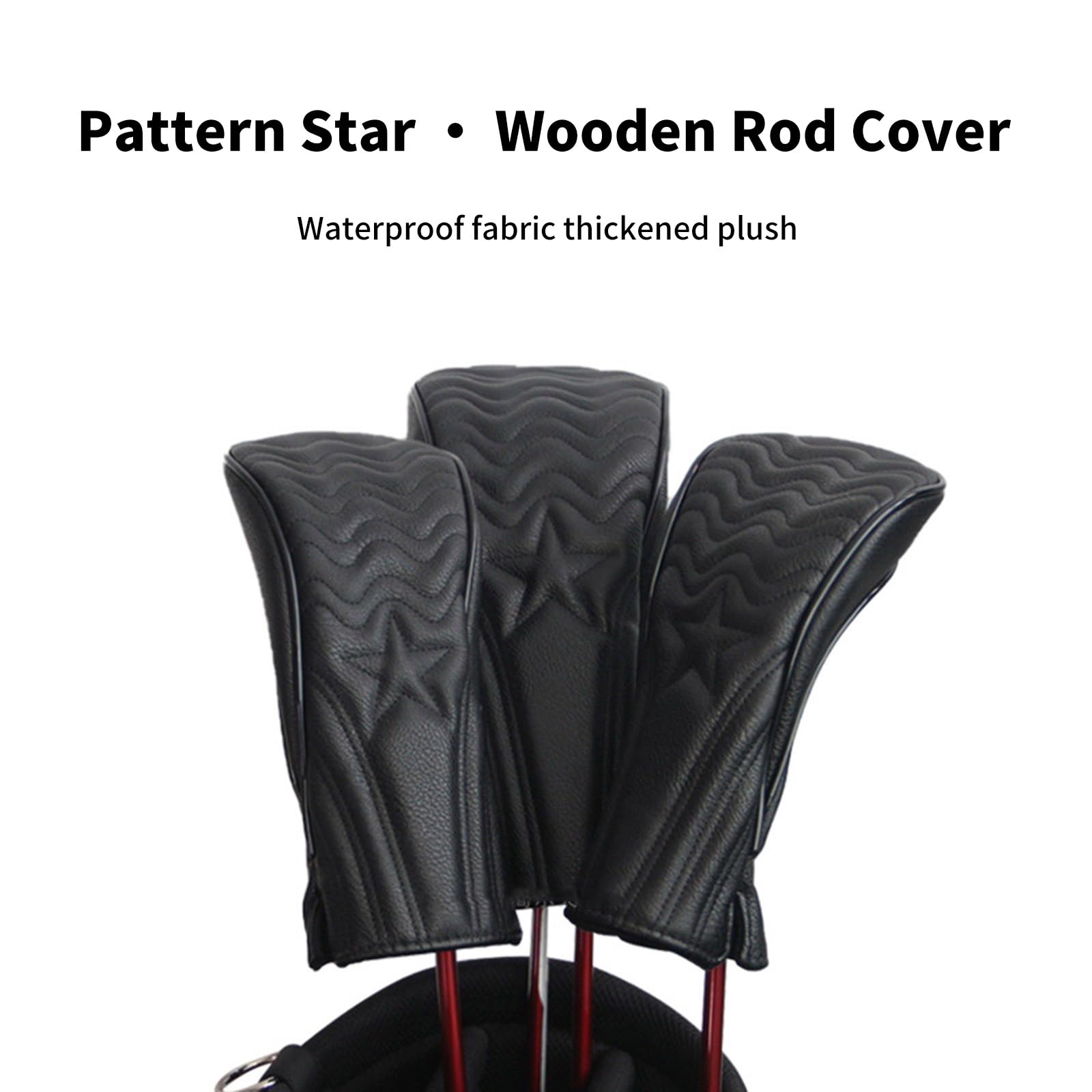 Funda universal para cabeza de golf de madera con estrella impermeable, ligera, portátil, para jugadores de viaje, de instalación rápida, textura de estrella, cubierta de cabeza de golf, de
